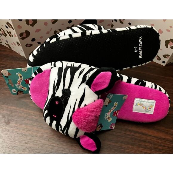 Original Squishmallows Tracey The Zebra Adult Slippers - Picture 6 of 7